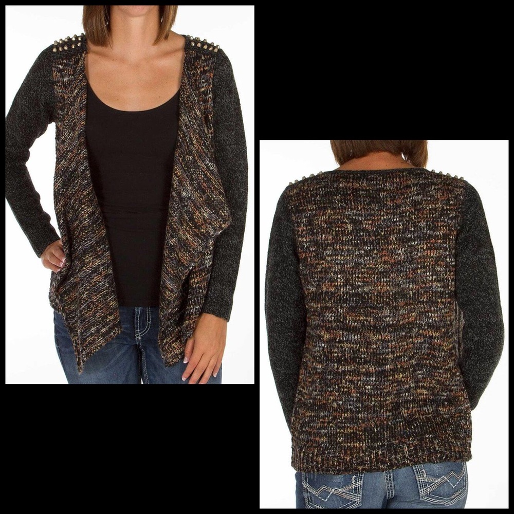 BKE Boutique Studded Marled Yarn Cardigan